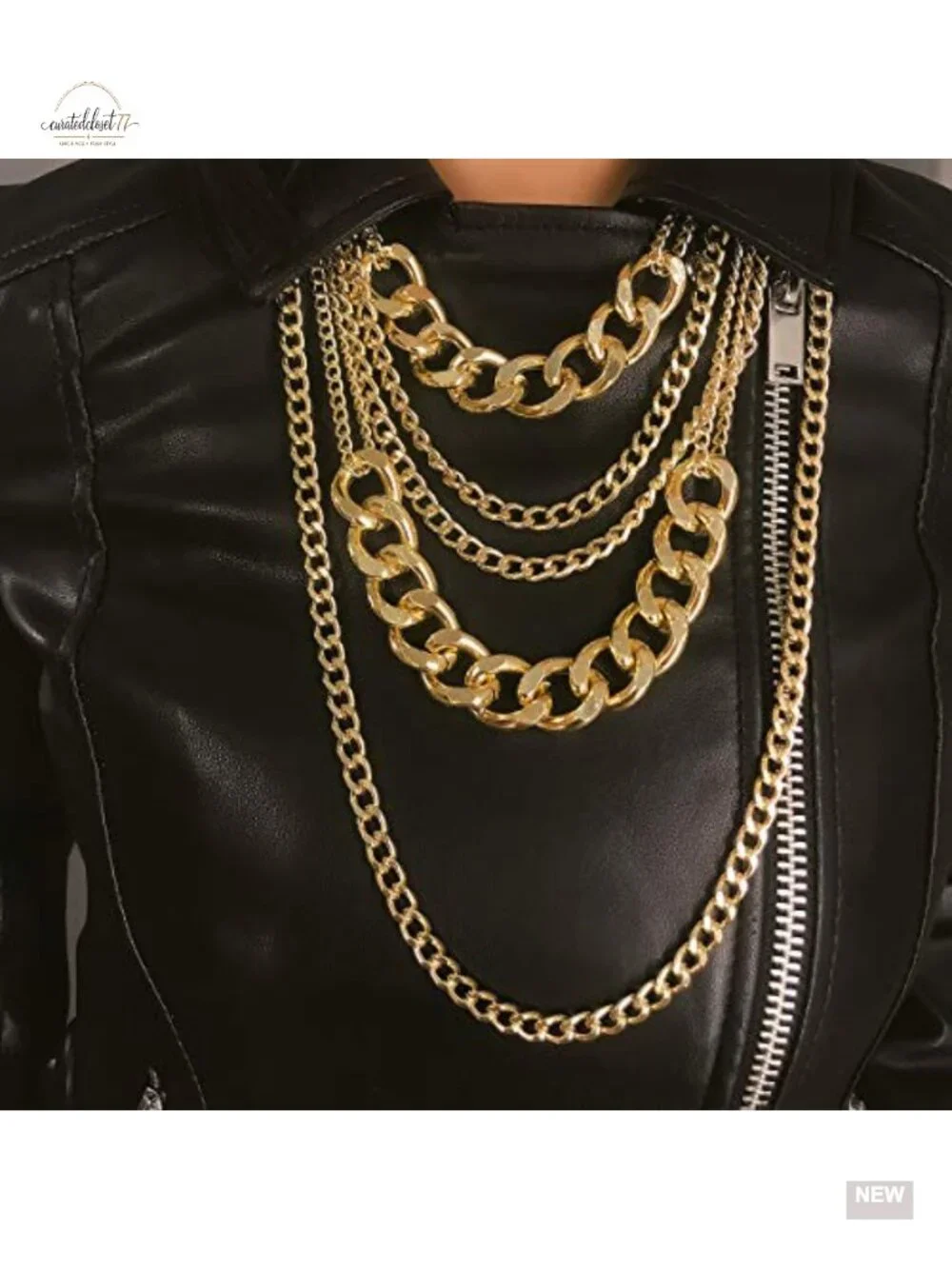 Chunky Gold Plated Link Chain Statement Necklace for Women 80s 90s Hip Hop